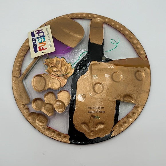 Lori Siebert for Sylvestri Platter Vino Wine & Cheese Fused Glass Art Glass NWT - Picture 8 of 16